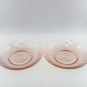 Set Of 2 Pink Depression Glass BREAD PLATE Macbeth-Adams Glass Co 6.25"